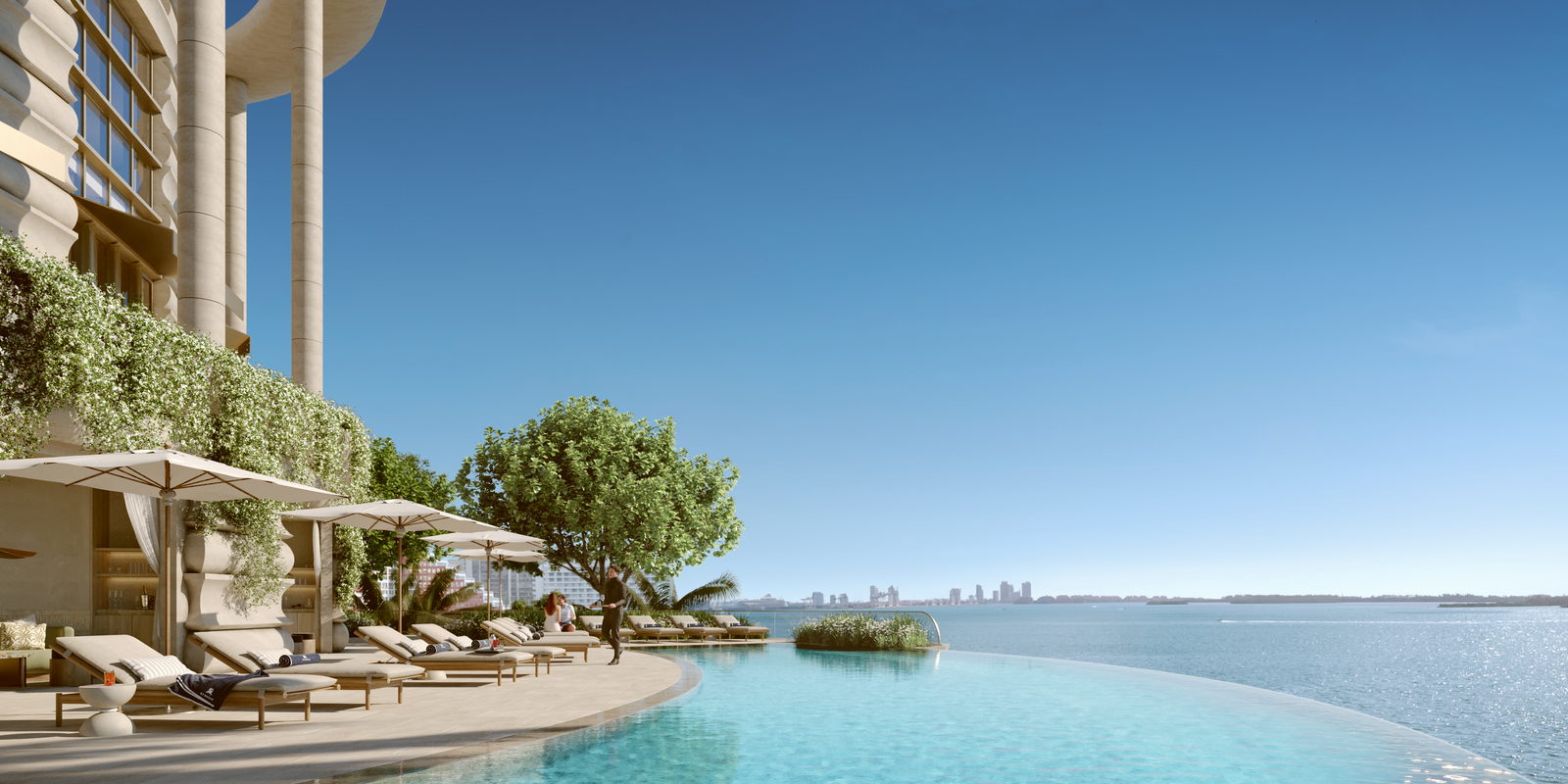 Resort pool deck at The St. Regis Residences, Miami.