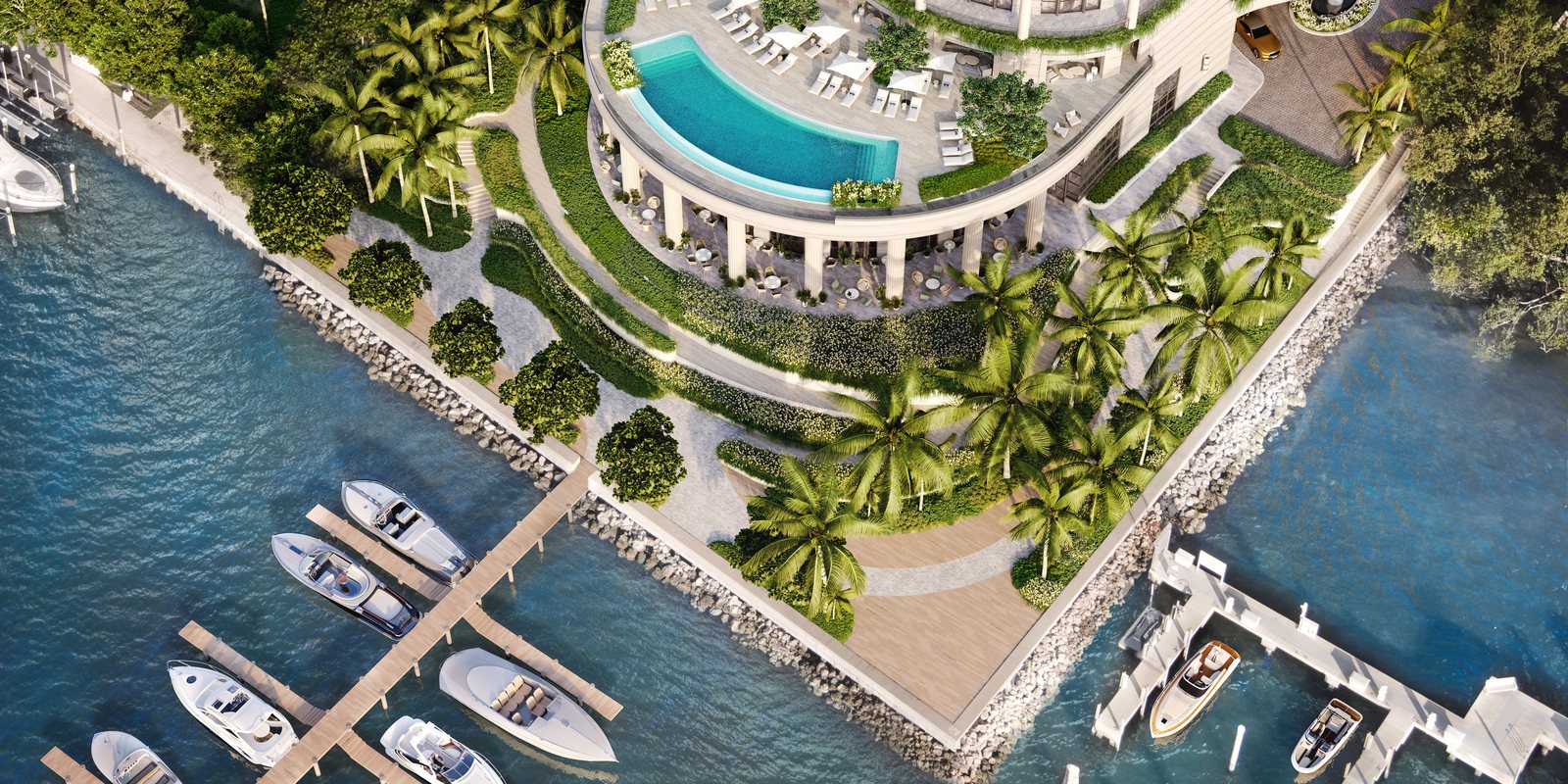 The marina and the bayfront gardens at the foot of the tower.