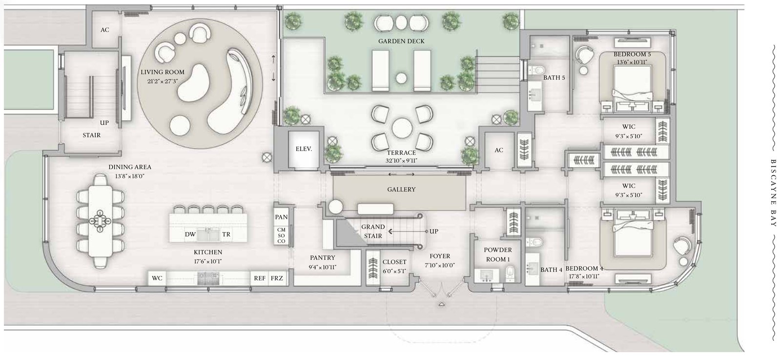 Main level floor plan of Villa A.