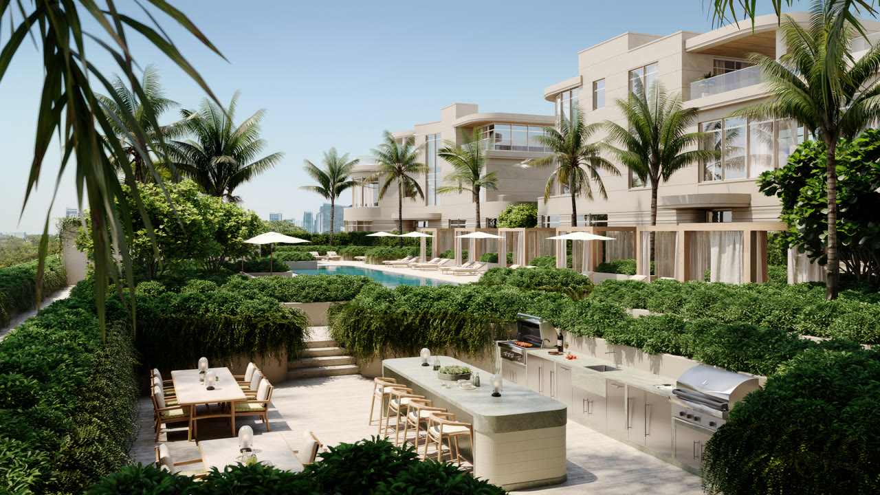 The Villas, behind the terrace gardens and pool.